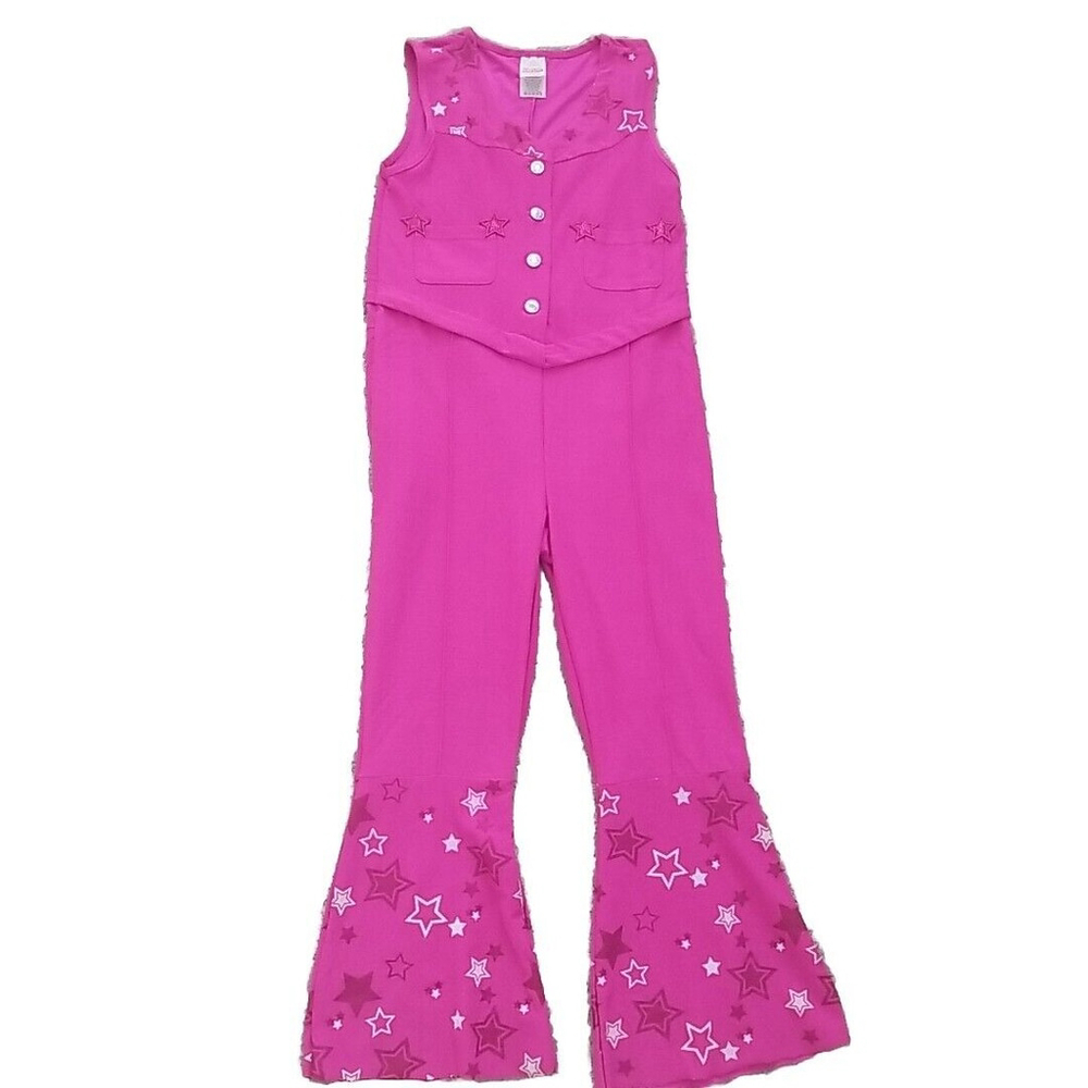 Spirit Girls Bright Pink Star Jumpsuit Halloween Costume